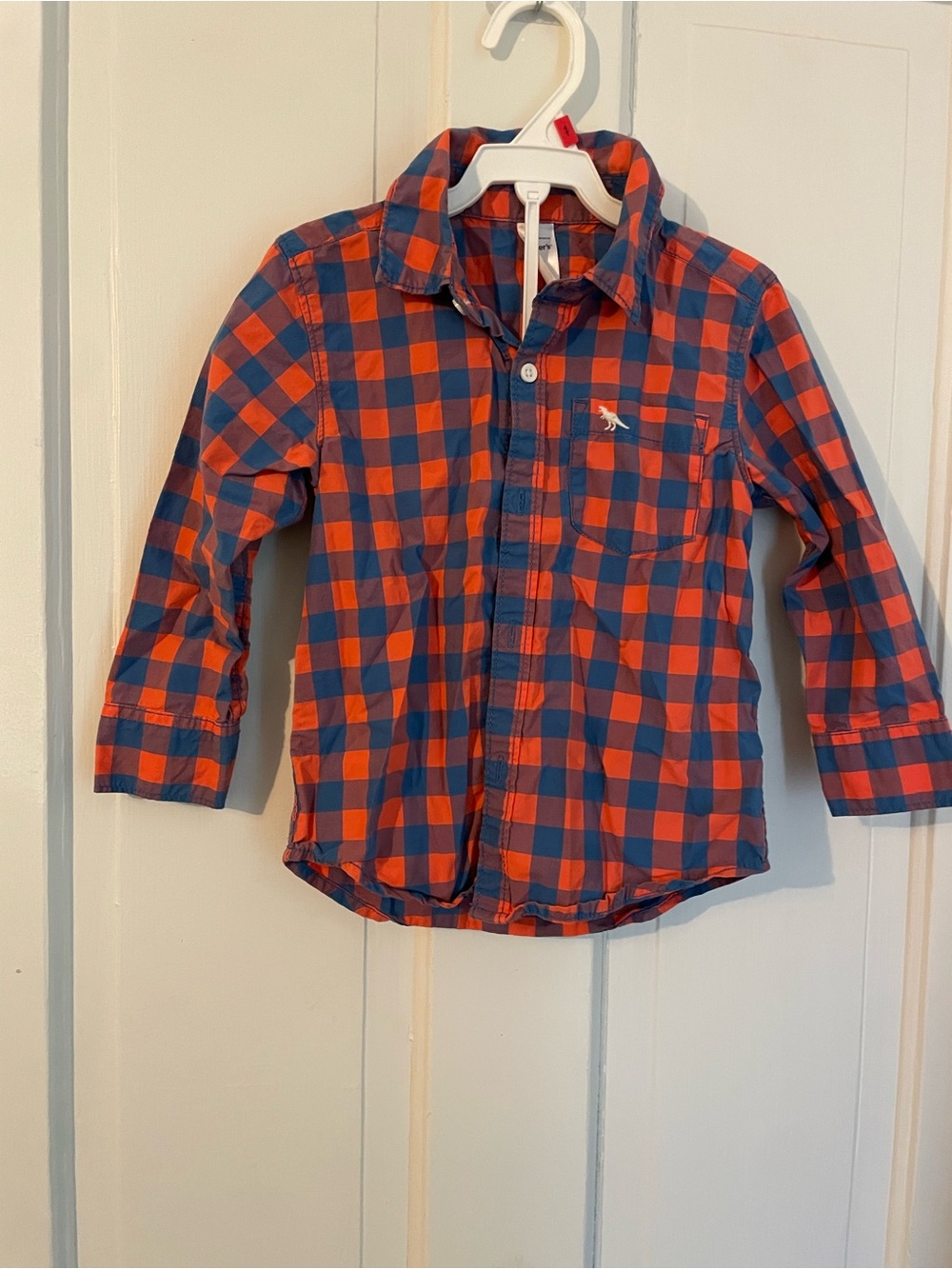 Carter's Navy and Orange Plaid Button-Down Shirt Size 3T